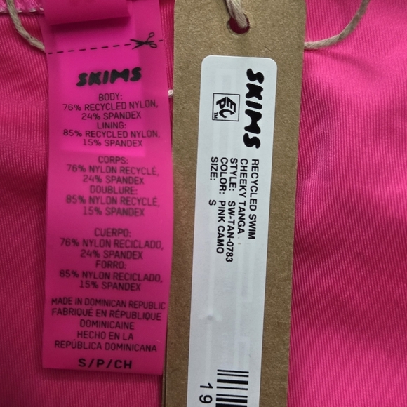 SKIMS Signature Swim Cheeky Tanga Bikini Bottom Panty Pink Camo Small NWT - Picture 6 of 7
